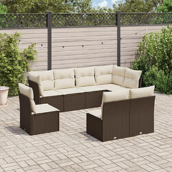 vidaXL Salon de jardin 8 pcs avec coussins marron résine tressée 