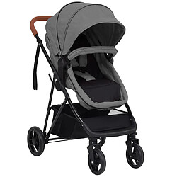 vidaXL Poussette pour bébé 2-en-1 Gris clair et noir Acier 