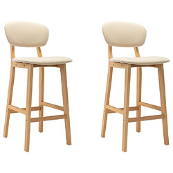 vidaXL Tabourets de bar lot de 2 crème tissu