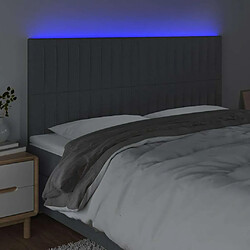 Avis Maison Chic Tête de lit scandinave à LED,meuble de chambre Gris foncé 200x5x118/128 cm Tissu -MN46956