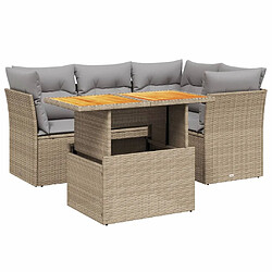 vidaXL Salon de jardin avec coussins 5 pcs beige résine tressée