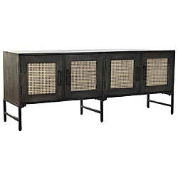 Pegane Buffet meuble de rangement en bois de manguier marron et rotin naturel - Longueur 155 x Hauteur 60 x Profondeur 40 cm 