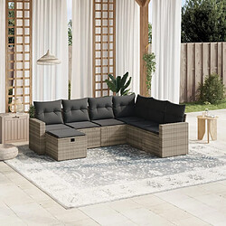 vidaXL Salon de jardin avec coussins 7 pcs gris clair résine tressée 