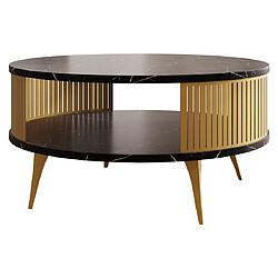 Bestmobilier Forini - table basse - effet marbre noir et doré - 75 cm