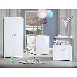 Baby Price Chambre bébé trio Leaf: lit 120x60, commode a langer et armoire - Babyprice - Blanc