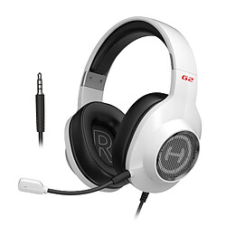 Casque de jeu Edifier G2 SE pour PS4, PC, Xbox One, PS5, casque antibruit sur l'oreille avec microphone antibruit basse stéréo casque antibruit casque antibruit prise 3,5 mm(Blanc)