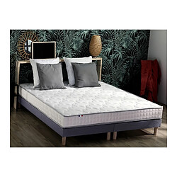 Idliterie Ensemble Matelas Mousse Haute Résilience CIRRUS + Sommier - Made in France Ensemble Matelas Mousse Haute Résilience CIRRUS + Sommier - Made in France Dimensions - 2x80 x 200 cm, Sommier - Bleu denim