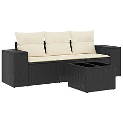 Maison Chic Salon de jardin 4 pcs avec coussins | Ensemble de Table et chaises | Mobilier d'Extérieur noir résine tressée -GKD61725