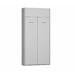 Acheter Inside 75 Armoire lit escamotable DYNAMO SOFA canapé accoudoirs blanc tissu gris 90*200 cm