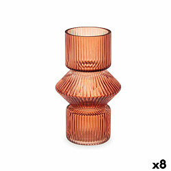 Gift Decor Vase Rayures Orange Verre 9,5 x 16,5 x 9,5 cm (8 Unités)