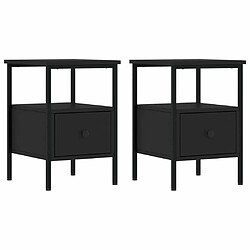 Maison Chic Lot de 2 Tables de chevet,Table de nuit,Table d'appoint pour salon noir 34x36x50 cm bois d’ingénierie -MN32622