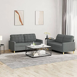 Maison Chic Ensemble de canapés 2 pcs avec coussins, Canapé droit Sofa pour Salon Gris foncé Tissu -GKD920809