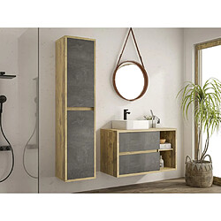 Vente-Unique Colonne de salle de bain suspendue - Coloris naturel et anthracite - H170 cm - TIKITIKI 