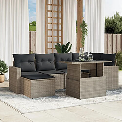 vidaXL Salon de jardin avec coussins 7 pcs gris clair résine tressée 