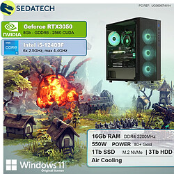 Sedatech PC Gaming • Intel i5-12400F • RTX3050 • 16 Go RAM • 1To SSD M.2 • 3To HDD • Windows 11