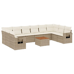 Maison Chic Salon de jardin 11 pcs avec coussins, Ensemble Tables et chaises d'extérieur beige résine tressée -GKD766685