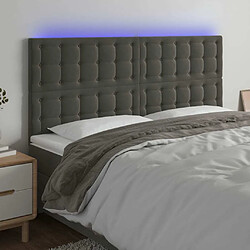 Maison Chic Tête de lit scandinave à LED,meuble de chambre Gris foncé 160x5x118/128 cm Velours -MN81531