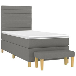 Avis Maison Chic Lit Adulte - Lit simple Lit à sommier tapissier et matelas moelleux - Meuble de Chambre - Gris foncé 90x190 cm Tissu -MN13896