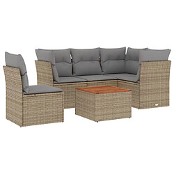 vidaXL Salon de jardin avec coussins 6pcs mélange beige résine tressée