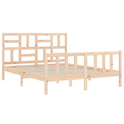 Maison Chic Cadre/structure de lit avec tête de lit pour adulte - Lit Moderne Chambre King Size bois massif -MN45104 pas cher