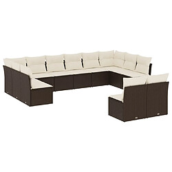 Maison Chic Salon de jardin avec coussins 12 pcs, Ensemble Tables et chaises de jardin, marron résine tressée -GKD264645