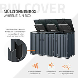 ML-Design Box pour 3 Poubelles, 240L, 200x80x116,3 cm, en Acier, Anthracite, Résistant aux Intempéries, Habillage de Poubelle avec Couvercle Rabattable/3 Portes, Conteneur Abri Hangar Cache-Poubelle