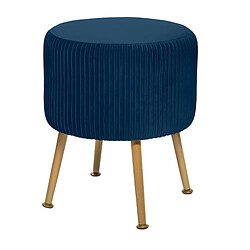 Tabouret en velours pliable coloris bleu - D. 35 x H. 41 cm -PEGANE- 