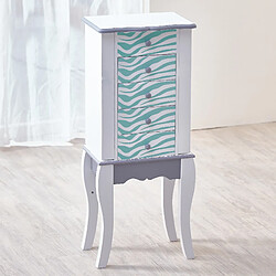 Fantasy Fields Meuble armoire à bijoux présentoir commode en bois zébrée bleu turquoise et blanc Teamson Kids TD-11672C