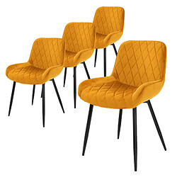 ML-Design Set de 4 chaises de salle à manger rembourrée en velours fauteuils en moutarde 