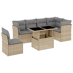 vidaXL Salon de jardin avec coussins 7 pcs beige résine tressée