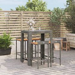 Maison Chic Table de bar et chaises d'extérieur 5 pcs,Ensemble de bar de jardin pour relax gris poly rotin/bois massif acacia -GKD471610