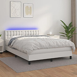 vidaXL Sommier à lattes de lit avec matelas et LED Blanc 140x200 cm 