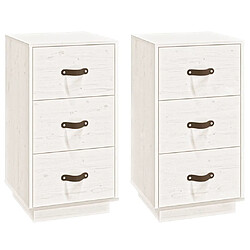 vidaXL Tables de chevet 2 pcs Blanc 40x40x75 cm Bois de pin massif