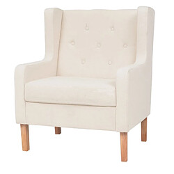 Maison Chic Fauteuil relax,Chaise pour salon Blanc crème Tissu -MN50518