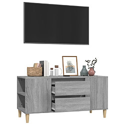 Maison Chic Meuble TV scandinave gris - Banc TV pour salon Sonoma 102x44,5x50 cm Bois d'ingénierie -MN96075 pas cher