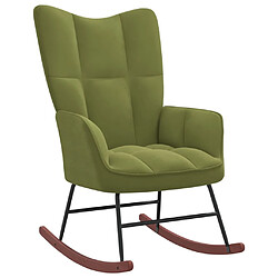 Maison Chic Chaise à bascule avec repose-pied | Fauteuil Relax Vert clair Velours -GKD83398 pas cher