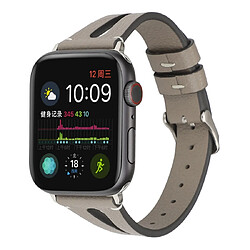 Wewoo Bracelet en cuir simple forme de V pour Apple Watch séries 5 et 4 44 mm / 3 et 2 et 1 42 mm Gris 