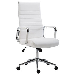 Decoshop26 Fauteuil de bureau en synthétique blanc avec assise rembourrée pivotant BUR10240 