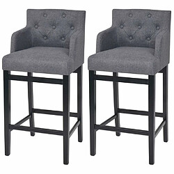 vidaXL Tabourets de bar lot de 2 gris foncé tissu 