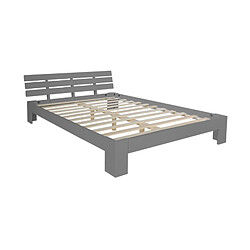 Homestyle4U Lit double lit futon en bois 180x200 lit pin gris cadre de lit en bois massif 