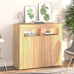 Maison Chic Buffet commode,console avec lumières LED pour rangement chêne sonoma 80x35x75 cm -MN73321 pas cher