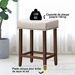 Helloshop26 Lot de 2 tabourets de bar et cusine hauteur 61 cm avec assise rembourrée en eponge comfort de style rétro pour bistro beige 20_0005852