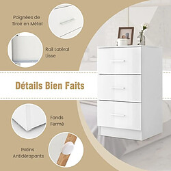 Helloshop26 Caisson de bureau meuble de rangement avec 3 tiroirs pour feuilles A4 lettre dossiers et documents blanc 20_0006492