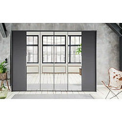 Avis Inside 75 Armoire GRACE décor graphite 2 portes pliantes 2 portes tournantes 4 miroirs