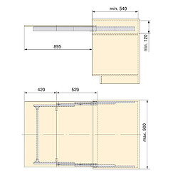 Acheter Coulisses pour table escamotable Emuca Lunch inox brossé alu 18x8x118cm