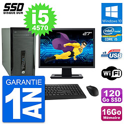 PC Tour HP 400 G1 Ecran 27" Intel i5-4570 RAM 16Go SSD 120Go Windows 10 Wifi - Occasion