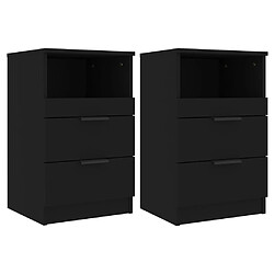 vidaXL Tables de chevet 2 pcs Noir Bois d'ingénierie