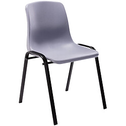 Decoshop26 Chaise visiteur empilable salle d'attente en plastique gris et métal 10_0003730