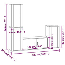 Maison Chic Ensemble de meubles TV 4 pcs pour salon - Blanc brillant Bois d'ingénierie -MN97368 pas cher