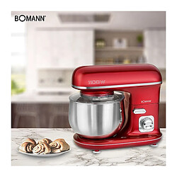 Robot Pâtissier Boulangerie Cuisine Ménager Multifonction Bol Inox 5L, 1100, Rouge, Bomann, KM 6010 CB pas cher